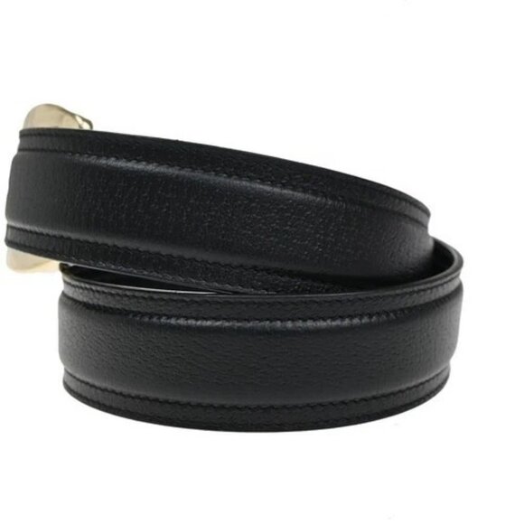 GUCCI Logo Belt 80/32 35mm Leather Black GHW Italy 68TA242 main image 7